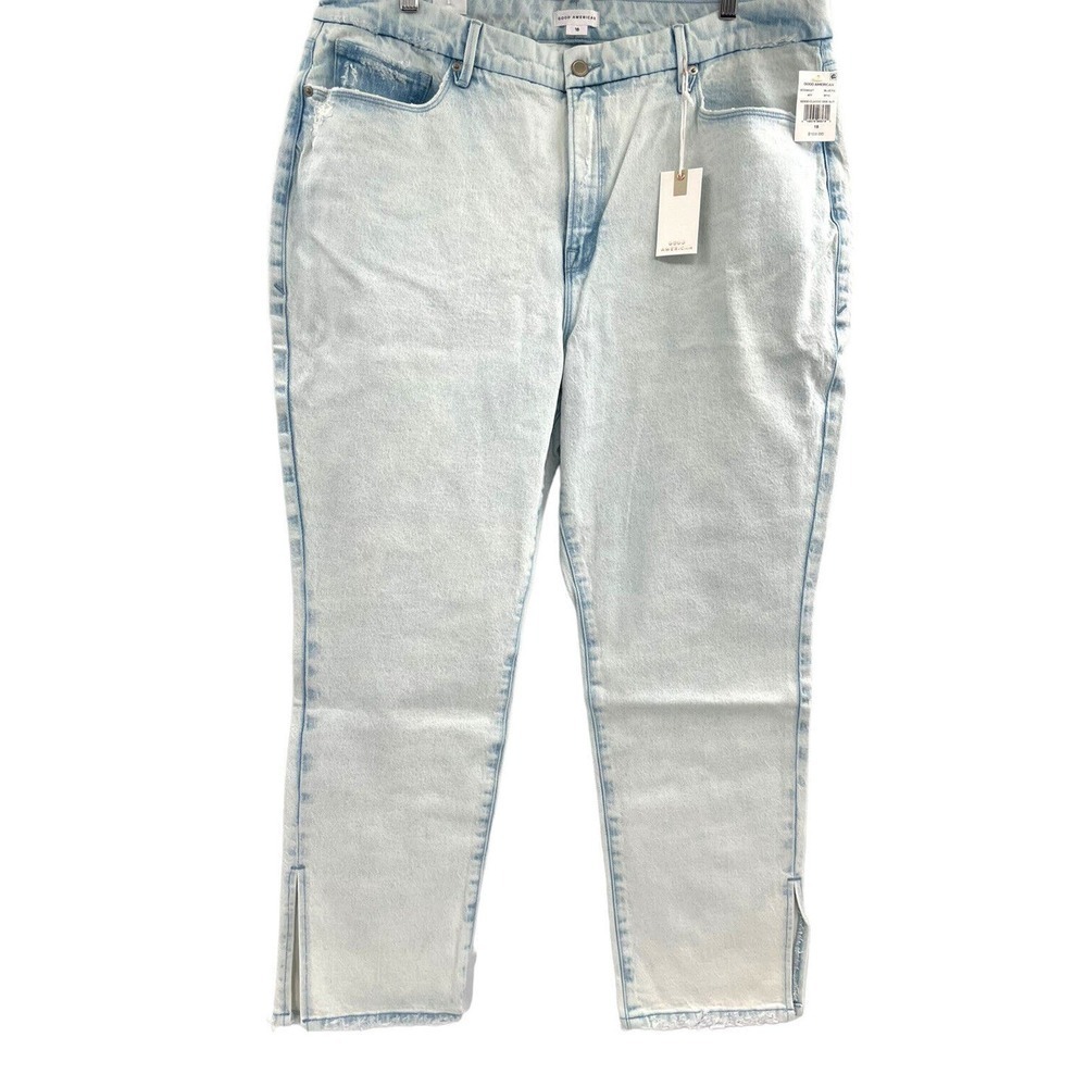 Good American Good Classic Side Slit Hi Rise Light Wash Jeans Size 18 $169 - Picture 2 of 11